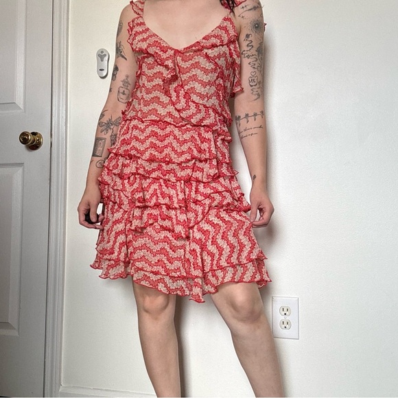 The Kooples Jasmine Ruffled Silk Tiered Mini Dress Size Small - Picture 3 of 5